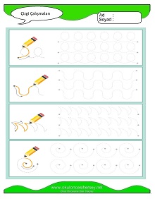 okul öncesi çocuklar Çizgi çalışma sayfaları